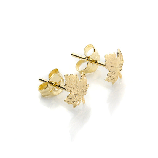 9ct Yellow Gold Small Leaf Stud Earrings