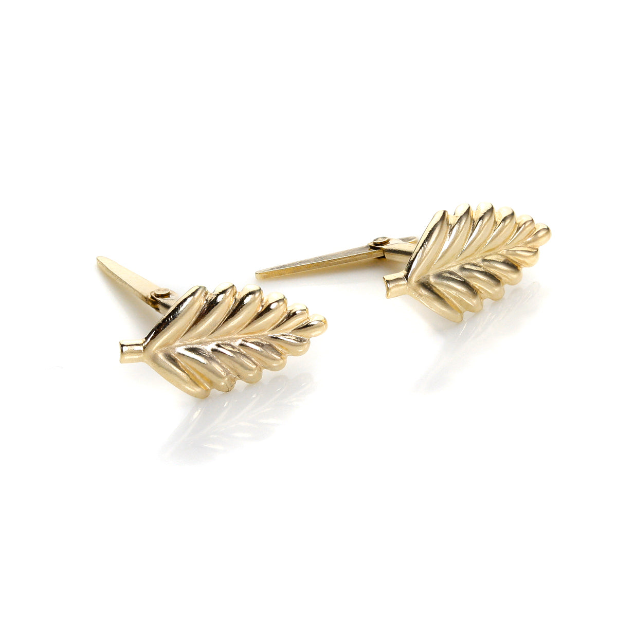 Andralok 9ct Yellow Gold Leaf Stud Earrings