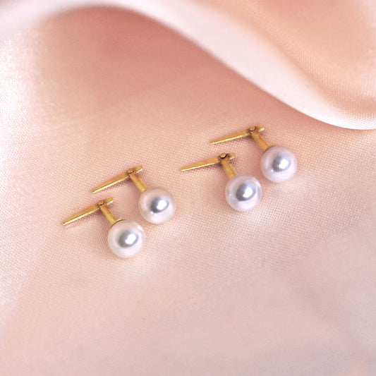 Andralok 9ct Yellow Gold Simulated Pearl Stud Earrings