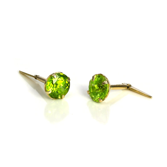 9ct Gold & 5mm Peridot Gemstone Andralok Stud Earrings