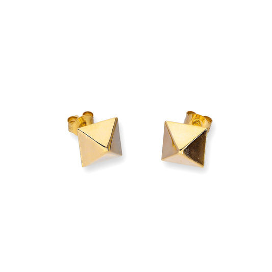 9ct Gold Square Pyramid Stud Earrings