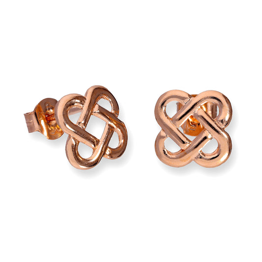 9ct Rose Gold Flat Celtic Knot Stud Earrings