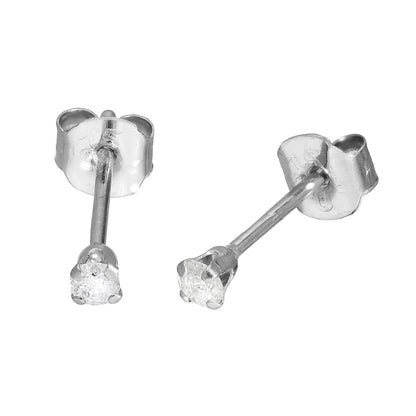 9ct White Gold & Genuine Diamond Stud Earrings