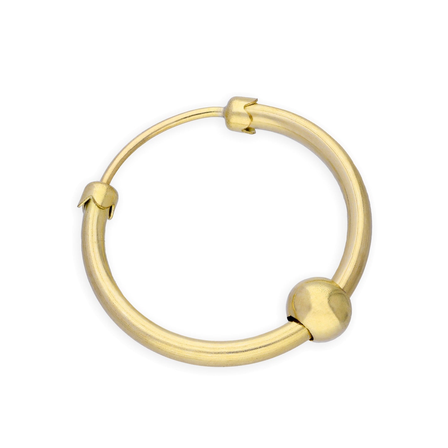 9ct Gold Thick Single Hoop Earring w Ball