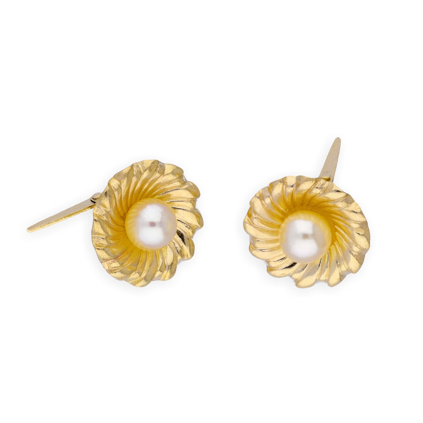 9ct Gold & Pearl Flower Andralok Earrings