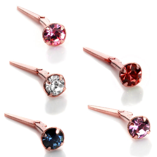 9 karat rosa gull Andralok 18Ga nesestuds med 3 mm CZ-krystall - 5 farger