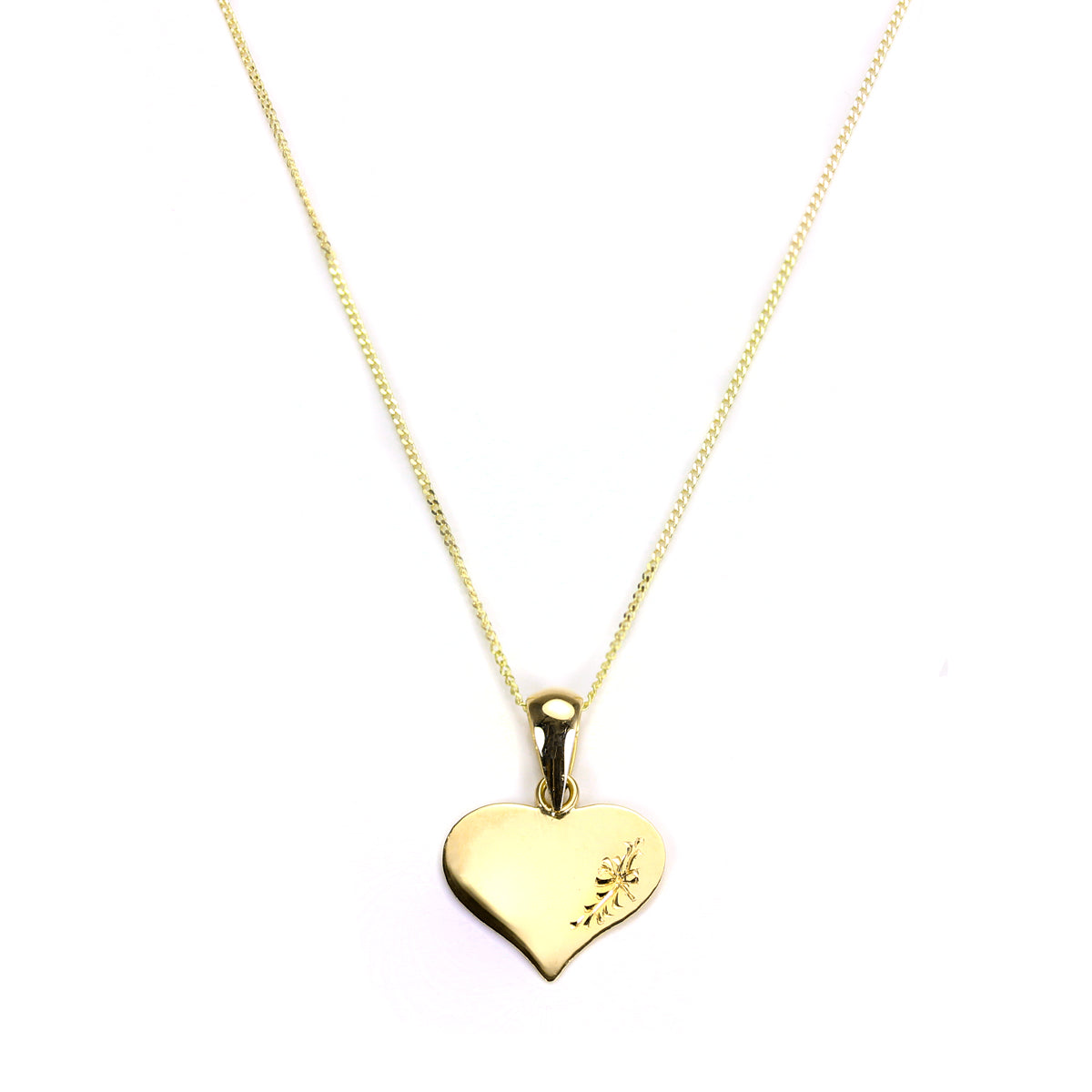 9ct Yellow Gold Engraved Heart Shaped Pendant