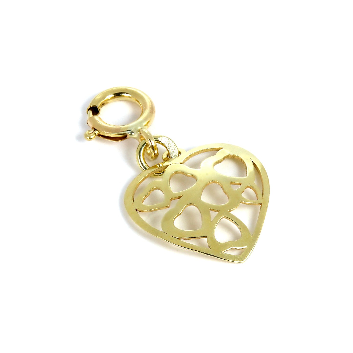 9ct Gold Open Hearts in Heart Clip on Charm