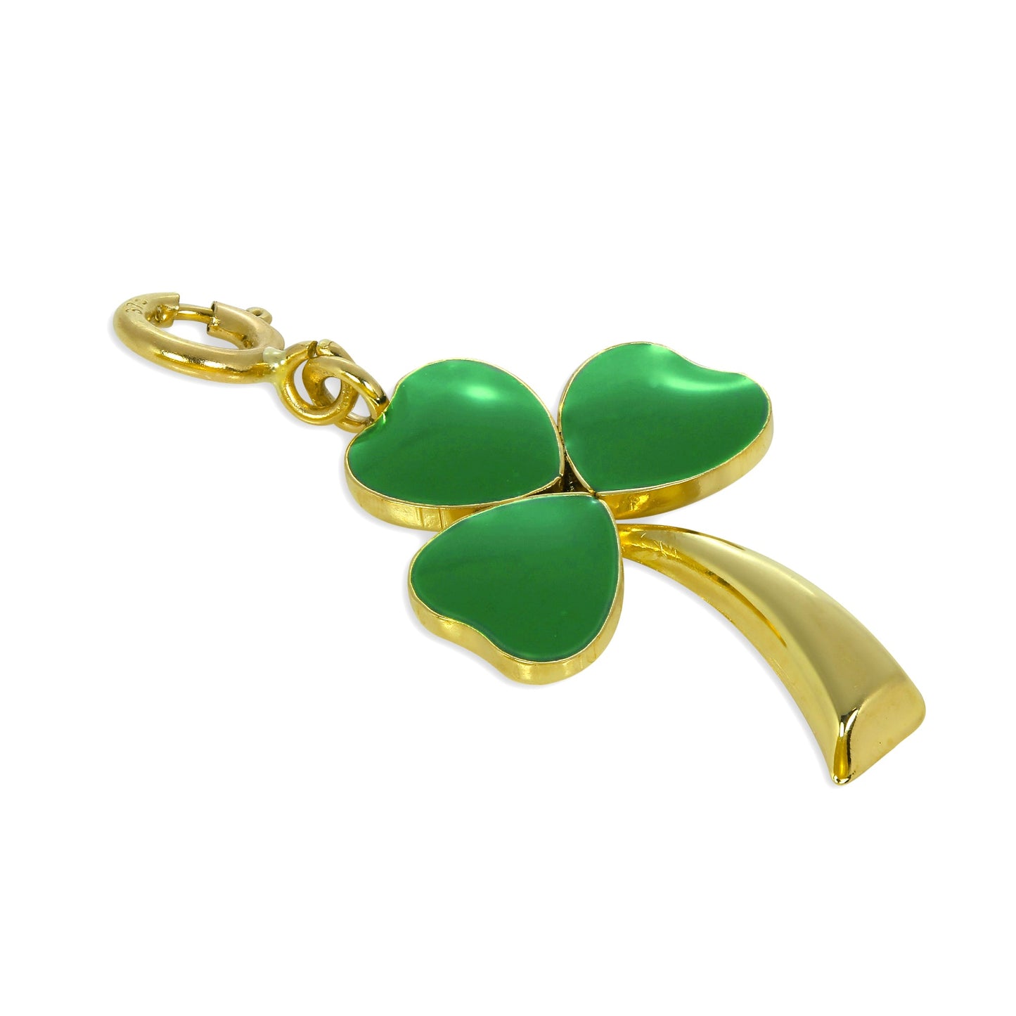 9ct Gold & Green Enamel Lucky Shamrock Charm