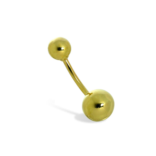 Hollow 9ct Gold 7mm Ball End Belly Bar Piercing