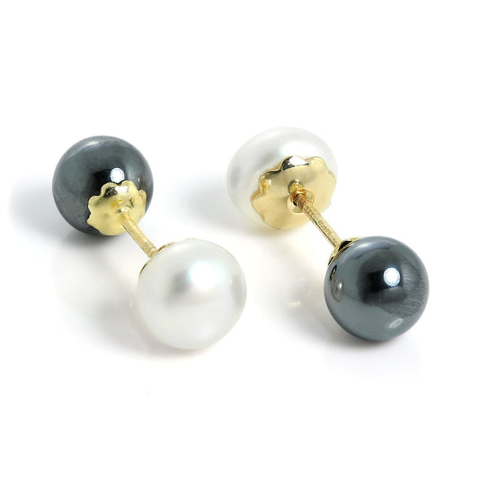 9ct Gold Double Sided Haematite Ball Stud Earrings