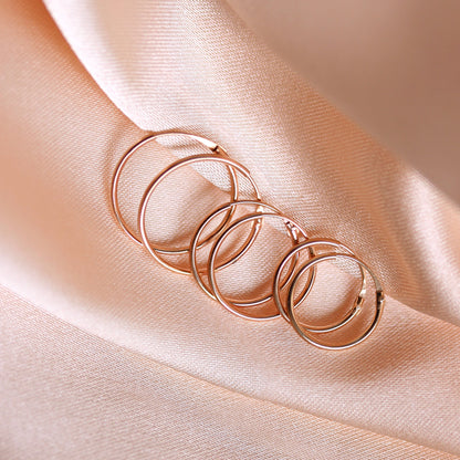 9ct Rose Gold Light Sleeper Hoop Earrings 10mm - 13mm