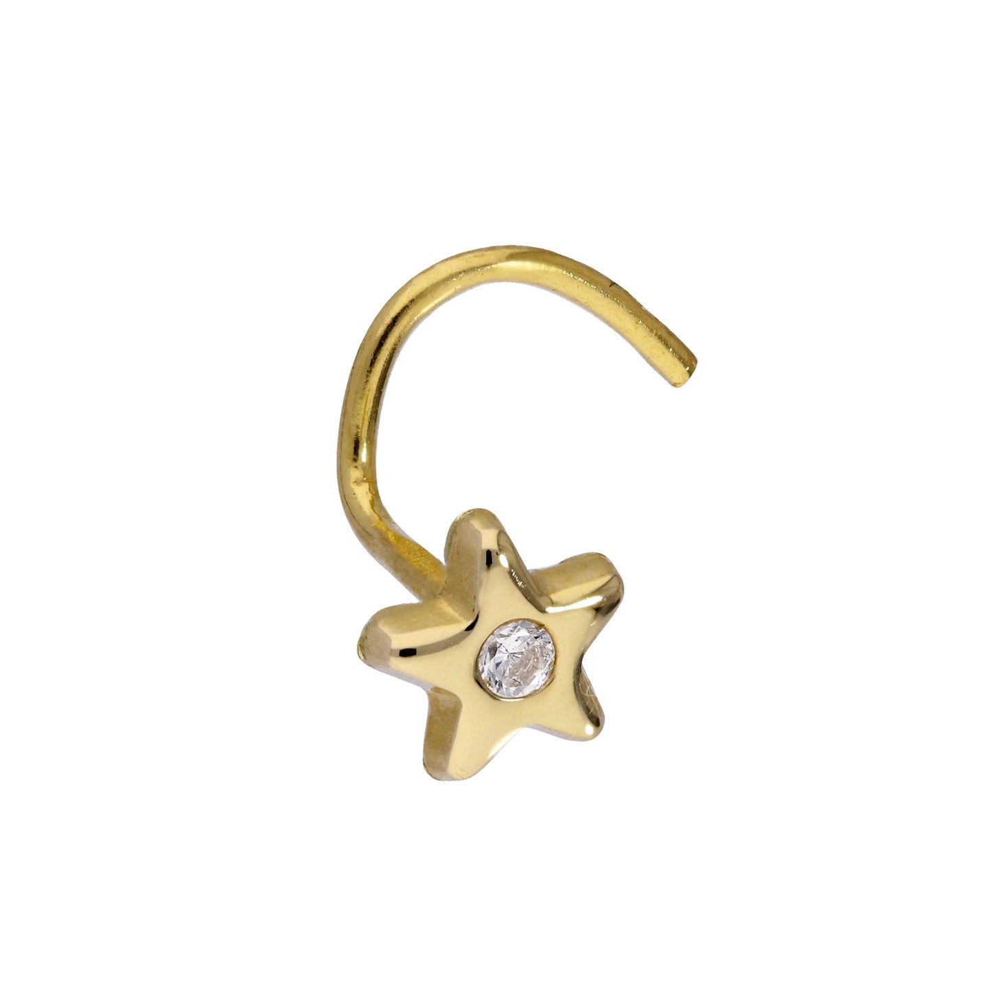 9ct Gold & CZ Crystal Star Nose Screw