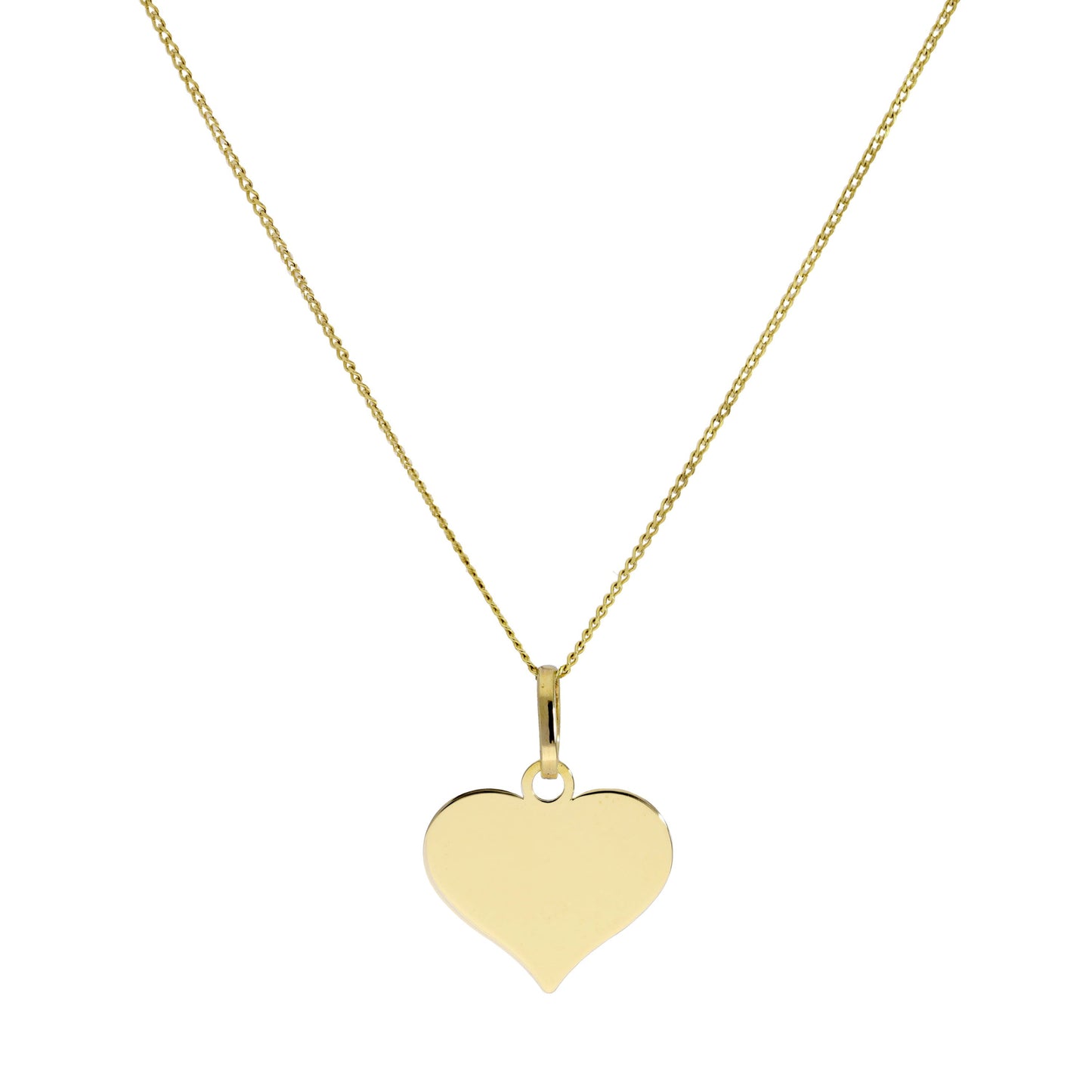 9ct Gold Engravable Heart Pendant Necklace 16 - 20 Inches