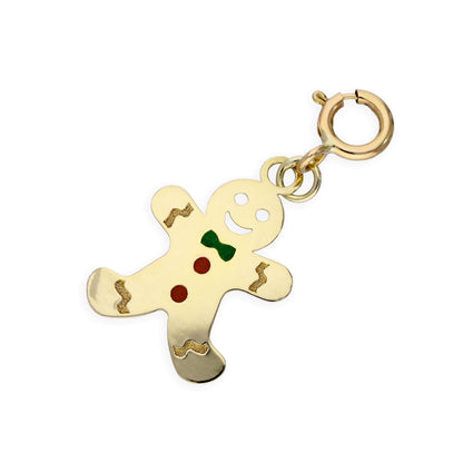 9ct Gold Gingerbread Man Clip on Charm