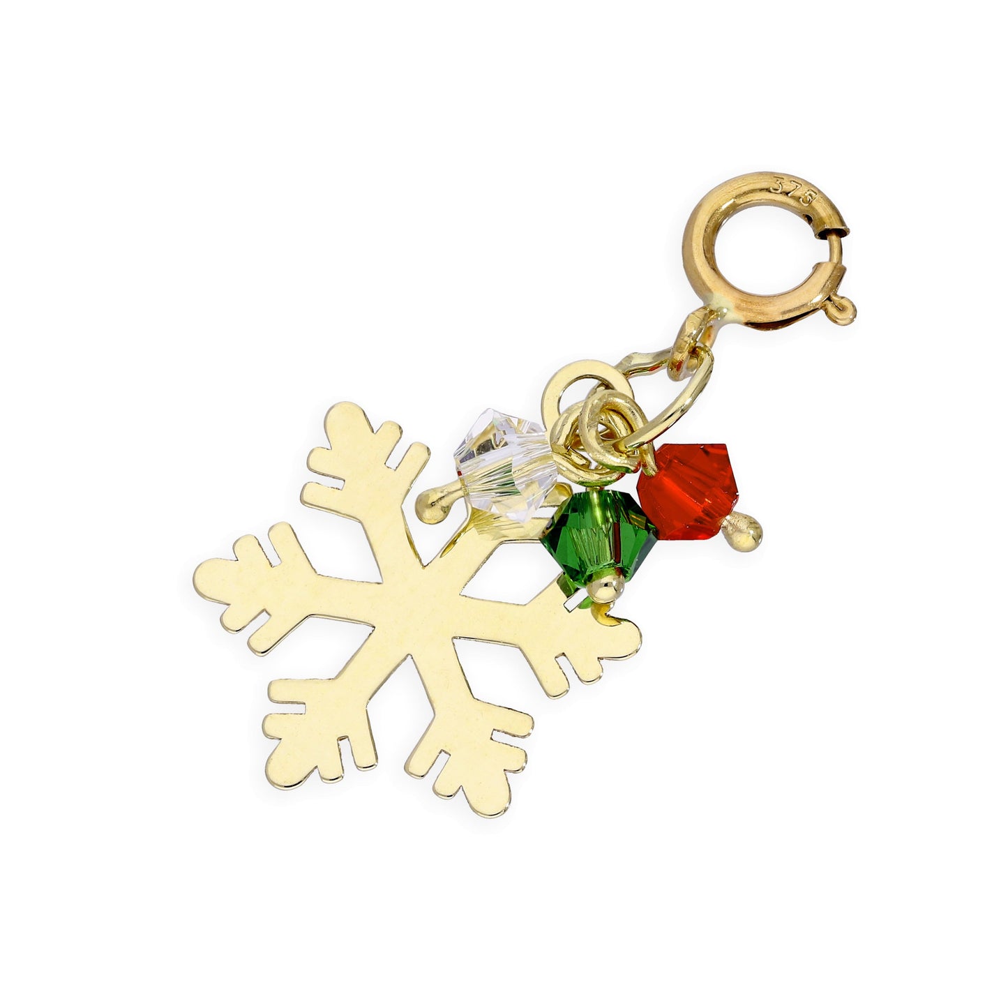 9ct Gold Snowflake & Coloured Beads Clip on Charm