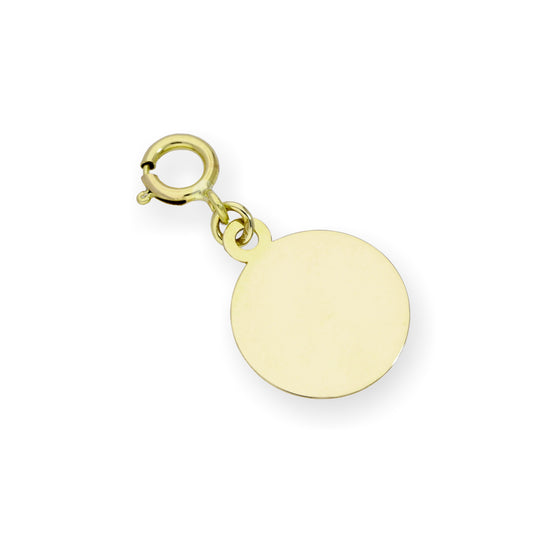 9ct Gold Engravable Round Clip on Charm