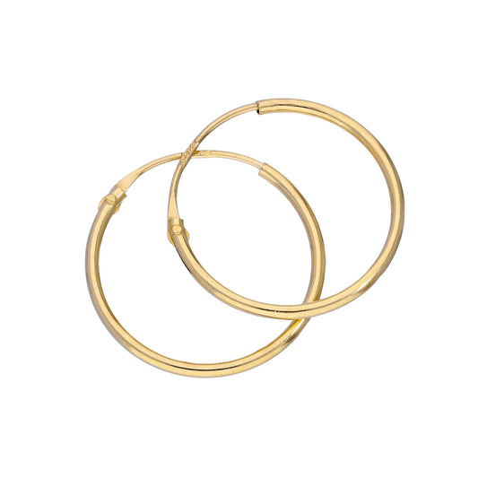 9ct Gold 12mm Sleeper Hoop Earrings