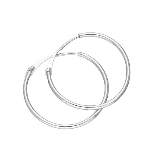 9ct White Gold Sleeper Hoop Earrings