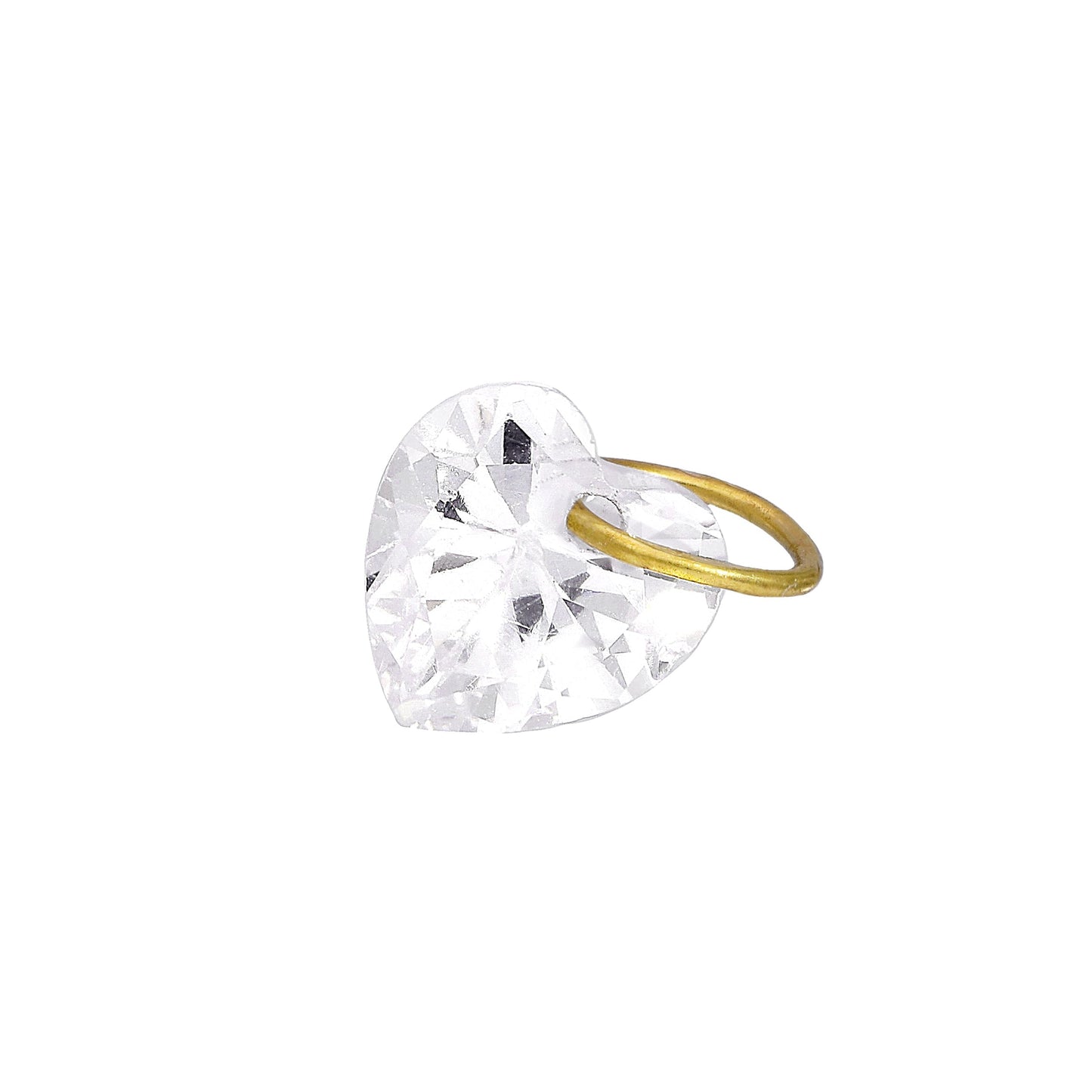 9ct Gold & Clear CZ Crystal Heart Charm