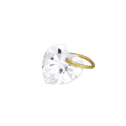 9ct Gold & Clear CZ Crystal Heart Charm