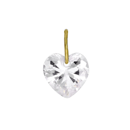 9ct Gold & Clear CZ Crystal Heart Charm