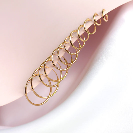 9ct Gold 1.2mm Tube Hoop Earrings 8mm - 20mm