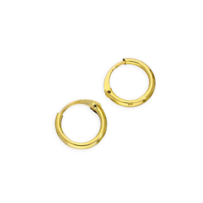 9ct Gold 1.2mm Tube Hoop Earrings 8mm - 20mm