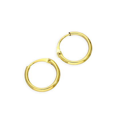 9ct Gold 1.2mm Tube Hoop Earrings 8mm - 20mm