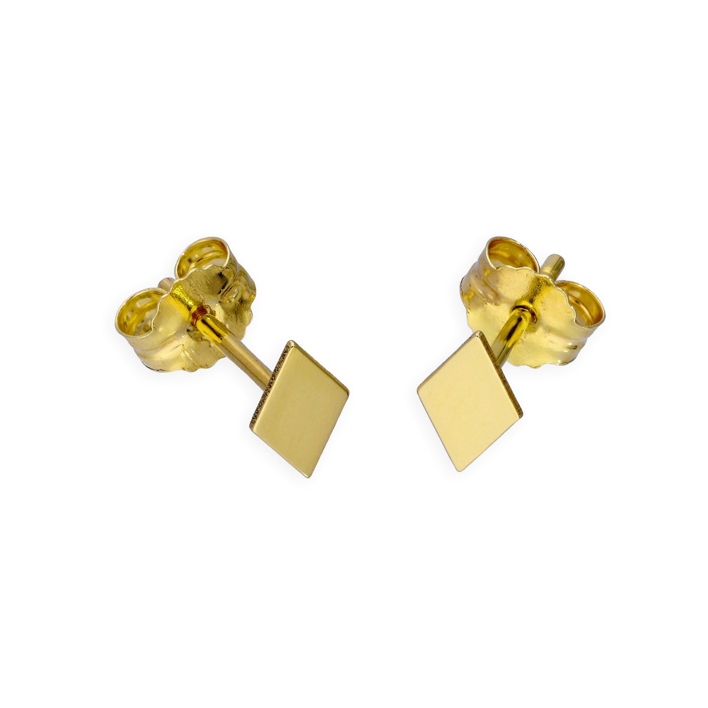 9ct Gold Flat Diamond Shape Stud Earrings