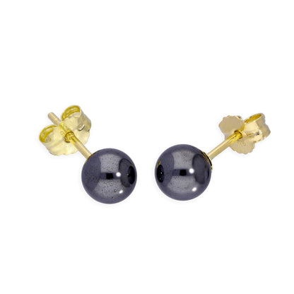 9ct Gold & 5mm Haematite Stud Earrings