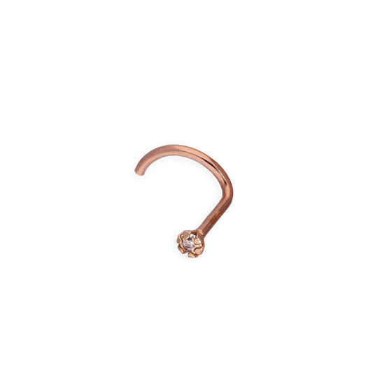 9ct Rose Gold & 0.015ct Diamond 22Ga Nose Screw