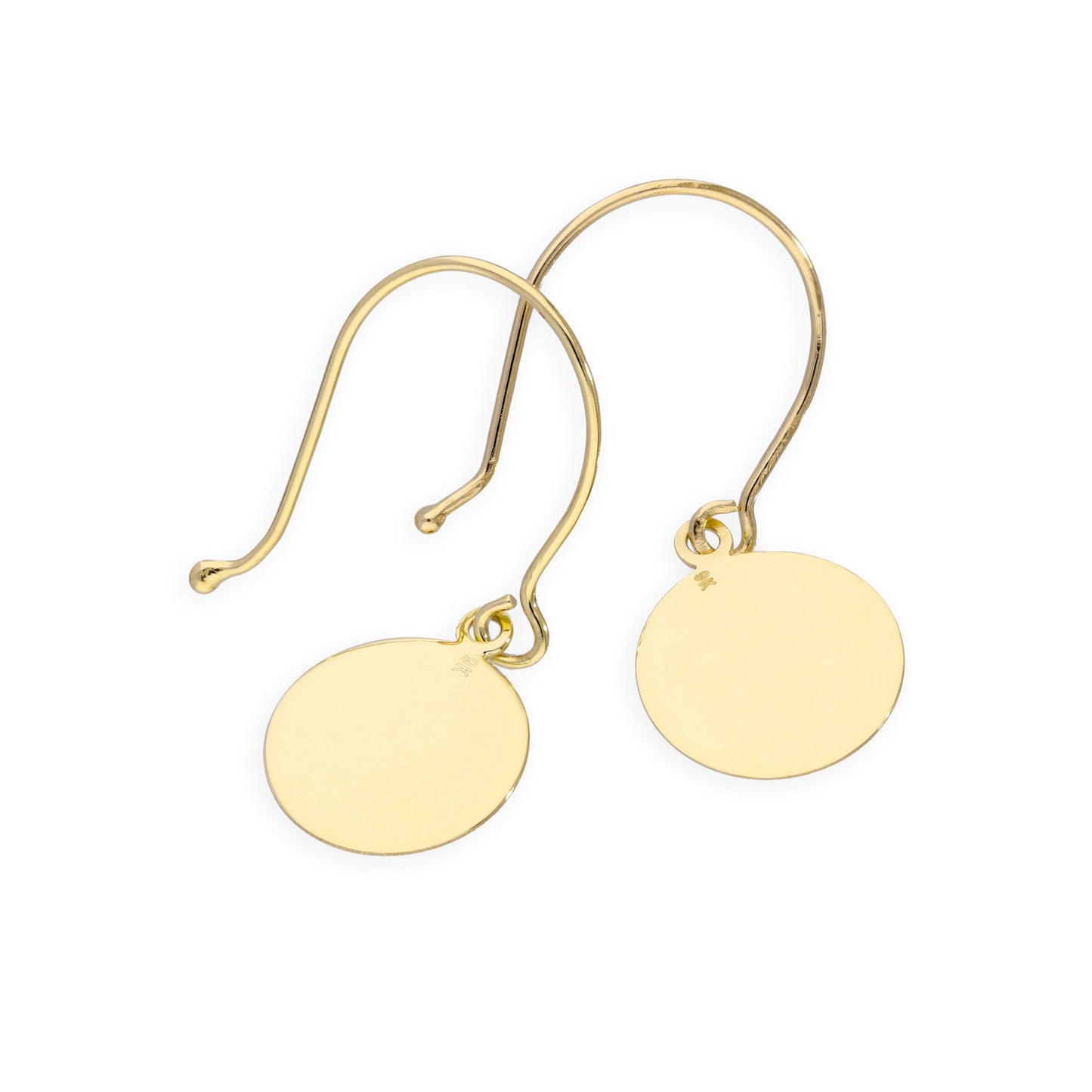 9ct Gold Brushed Circle Fish Hook Earrings