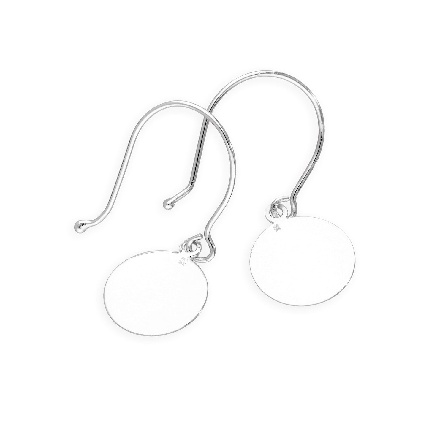 9ct White Gold Brushed Circle Fish Hook Earrings