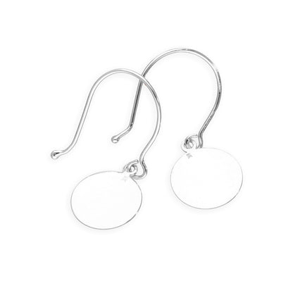 9ct White Gold Brushed Circle Fish Hook Earrings