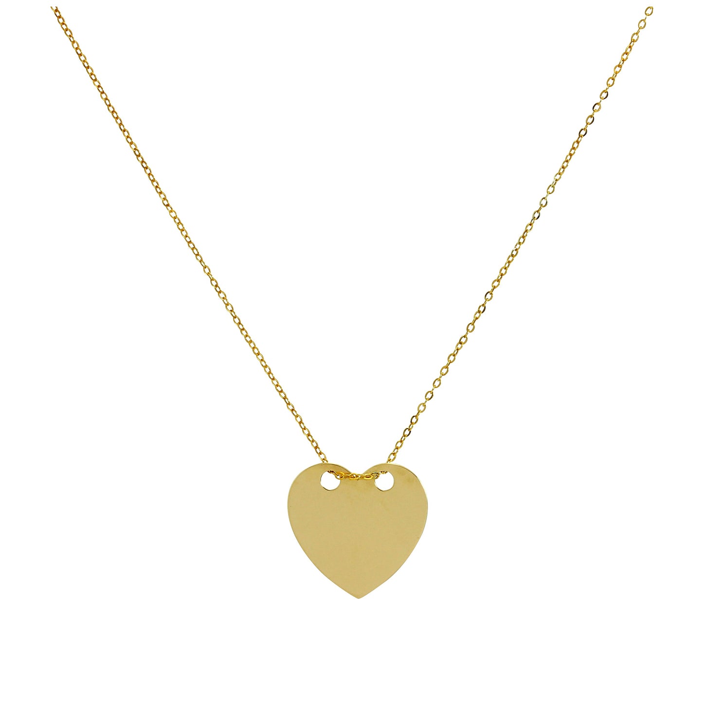 9ct Gold Engravable Heart Necklace 16 Inches