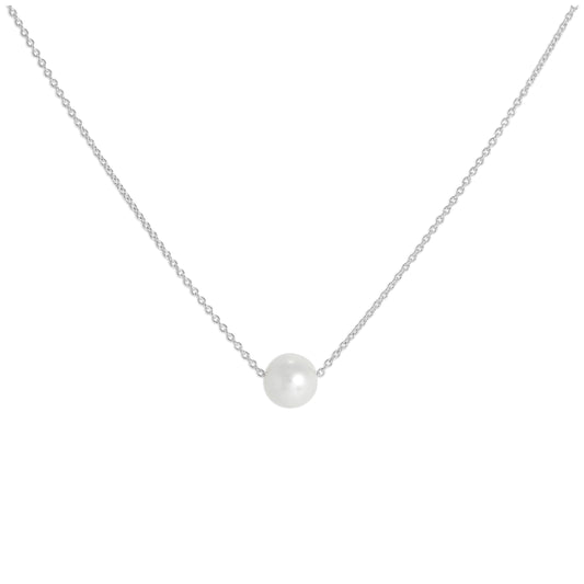 9ct White Gold & 5mm Pearl 17 Inch Necklace