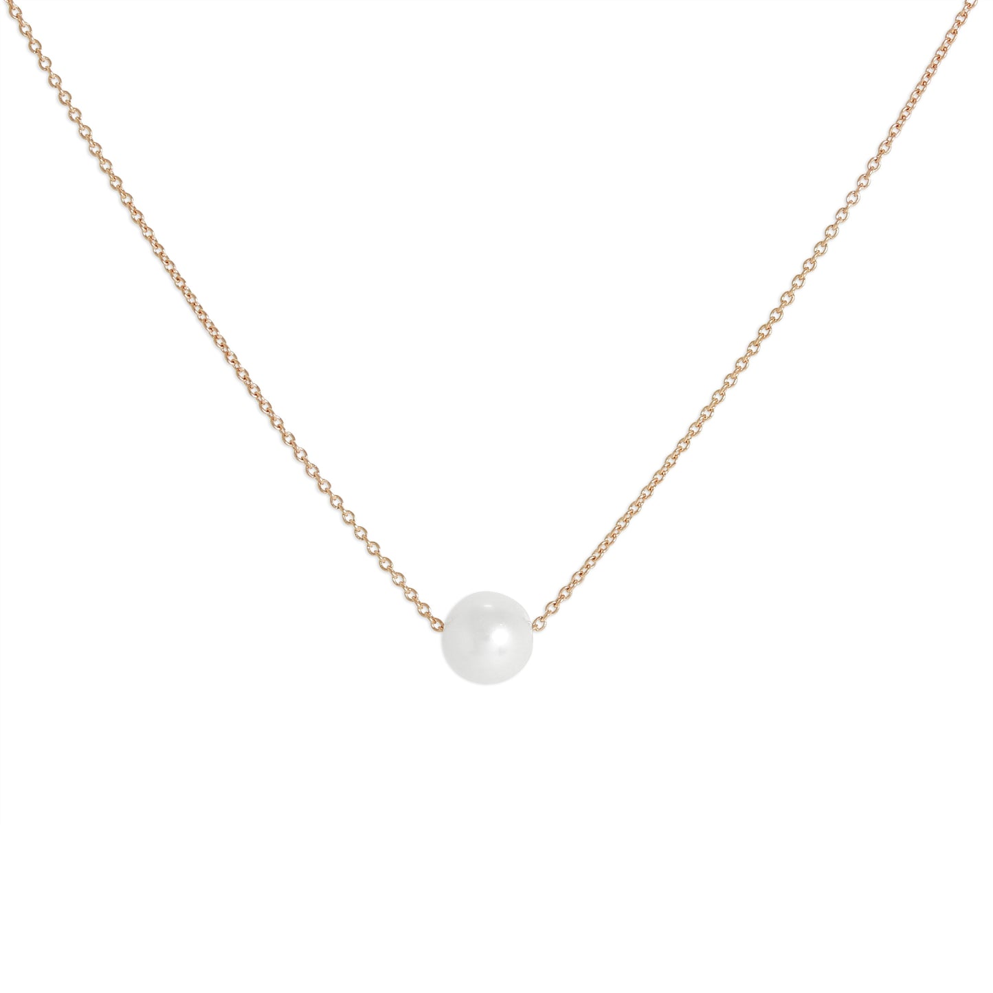 9ct Rose Gold & 5mm Pearl 17 Inch Necklace