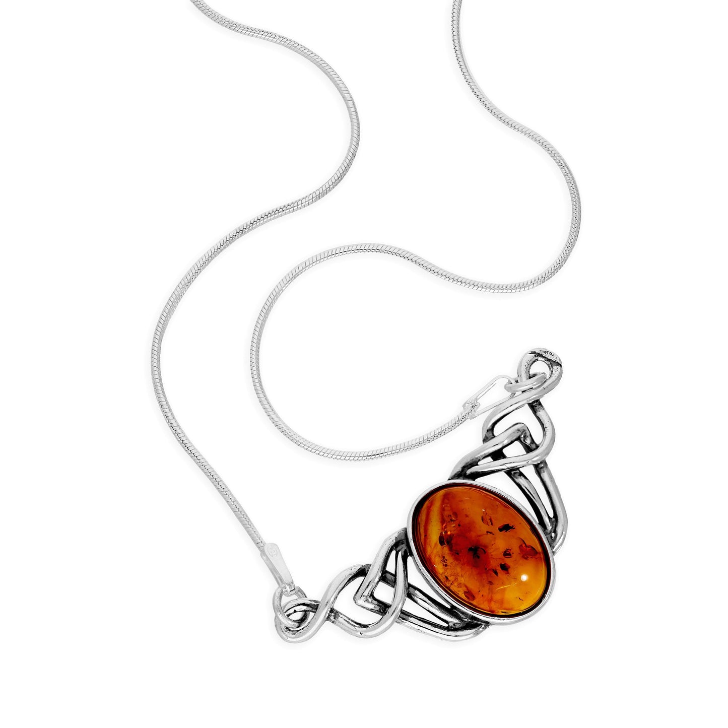 Woven Sterling Silver & Baltic Amber Necklace