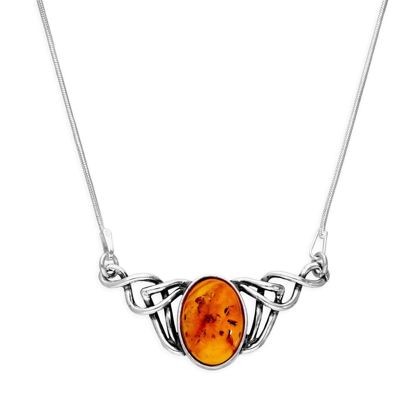 Woven Sterling Silver & Baltic Amber Necklace