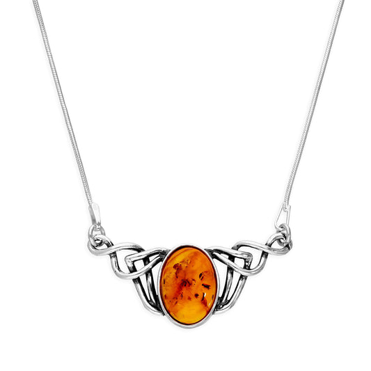 Vevd Sterling Sølv &amp; Baltic Amber Halskjede