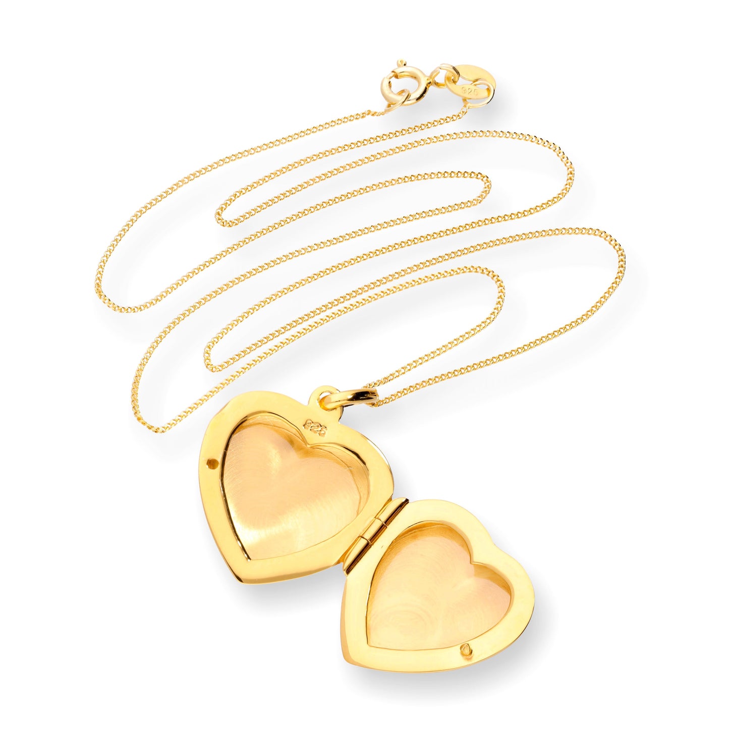 Gold Plated Sterling Silver Engravable Heart Locket on Chain 16 - 22 Inches