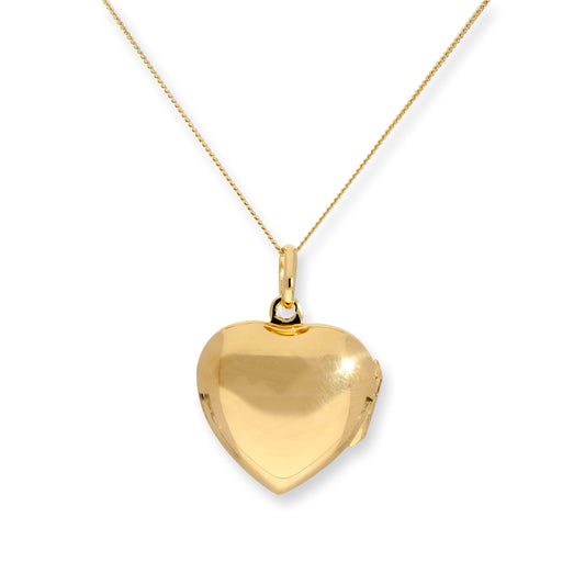 Gold Plated Sterling Silver Engravable Heart Locket on Chain 16 - 22 Inches