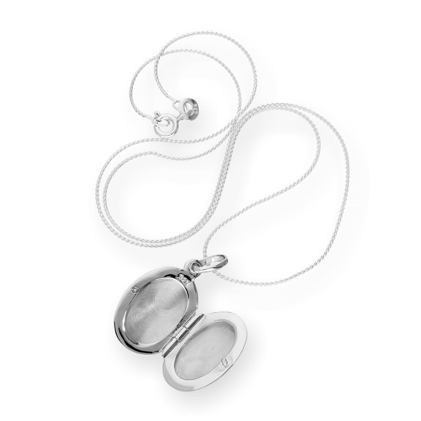 Sterling Silver Oval Engravable Locket on Chain 16 - 22 Inches