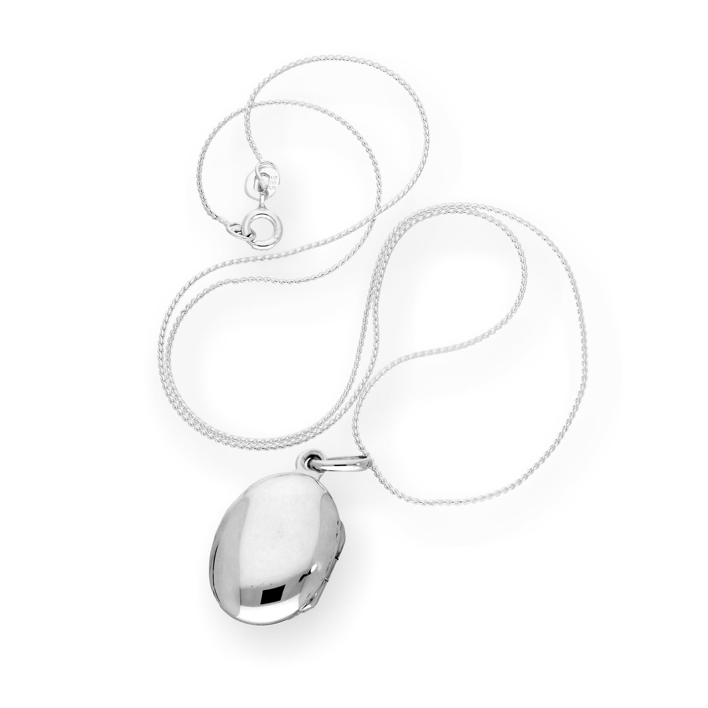 Sterling Silver Oval Engravable Locket on Chain 16 - 22 Inches