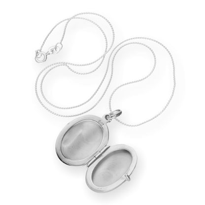 Sterling Silver Engravable Oval Locket on Chain 16 - 22 Inches