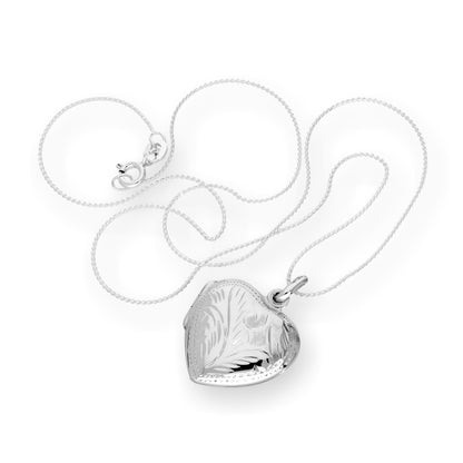 Sterling Silver Engraved Heart Locket on Chain 16 -22 Inches