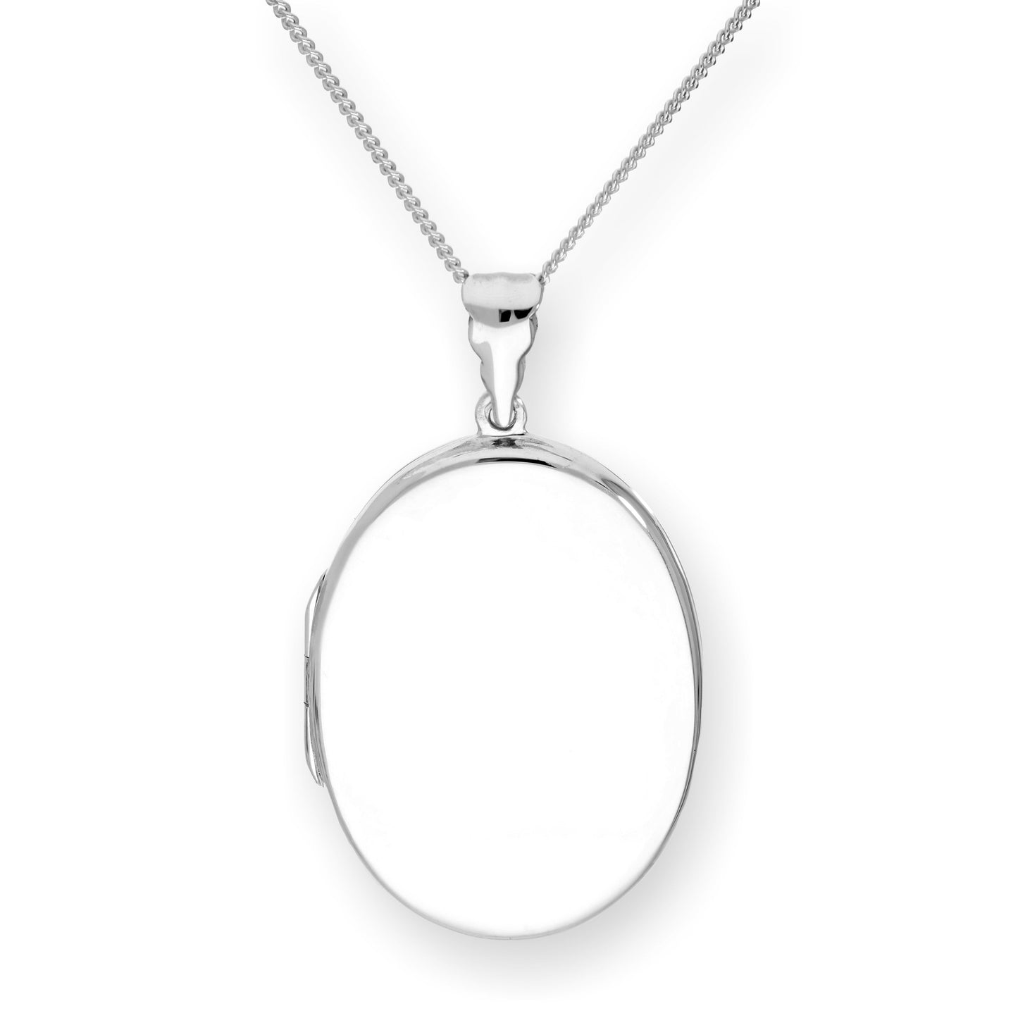 Large Sterling Silver Oval Engravable Locket on Chain 16 - 24 Inches