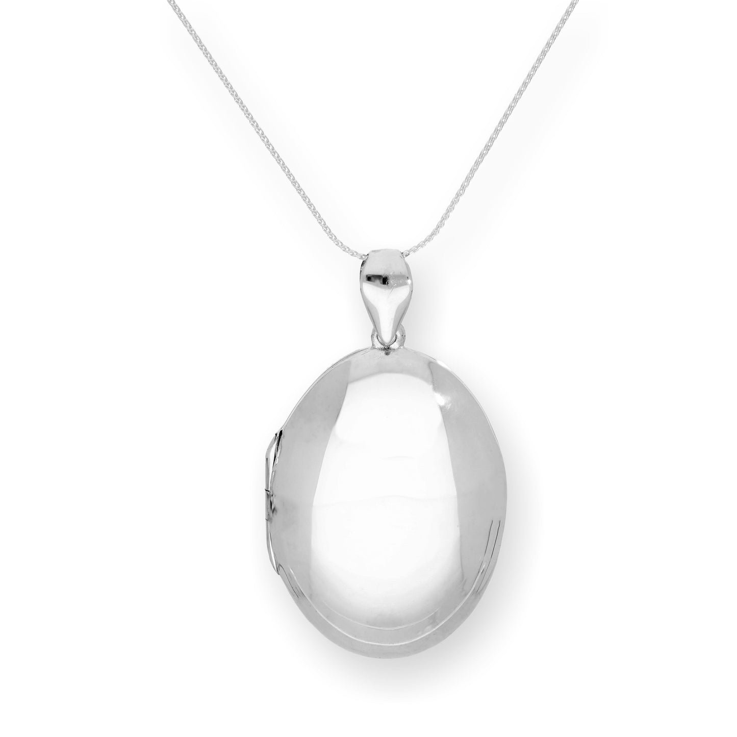 Large Sterling Silver Engravable Oval Locket on Chain 16 - 22 Inches