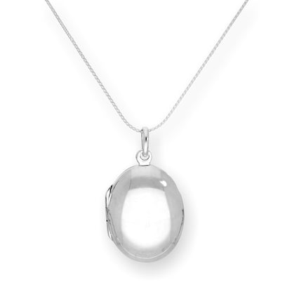 Sterling Silver Engravable Oval Locket on Chain 16 - 22 Inches